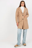 Buttoned Women's Long Sleeve Coat with Patch Pockets
