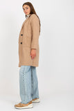 Buttoned Women's Long Sleeve Coat with Patch Pockets
