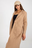 Buttoned Women's Coat with Long Sleeves and Tie Belt