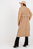 Buttoned Women's Coat with Long Sleeves and Tie Belt