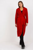 Buttoned Women's Coat with Long Sleeves & Tie Belt