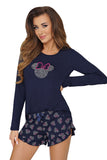 Navy Blue Mouse II 1/2 Pajamas Set for Women