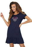 Chic Girly Mouse Graphic T-Shirt with Ruffled Hem