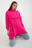 Extended Cut Hooded Sweatshirt with Side Zippers and Pocket