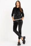 Cozy Women's Velour Hoodie & Pants Set with Print Cuffs