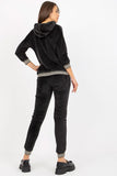 Cozy Women's Velour Hoodie & Pants Set with Print Cuffs