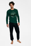Nature-Inspired Men's Pajama Set with Mountain Graphic