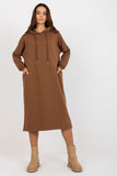 Loose-Fitting Hooded Sweat Dress with Side Pockets