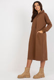 Loose-Fitting Hooded Sweat Dress with Side Pockets