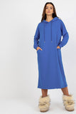 Hooded Loose-Fit Sweat Dress with Side Pockets
