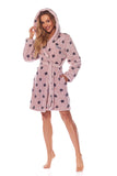 Cozy Star-Patterned Hooded Bathrobe with Pockets
