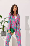 Stylish Women's Printed Jacket with Waist Binding
