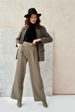 Wide Women's High-Rise Pants with Decorative Chain