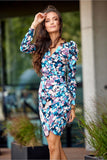 Convertible Dress with Buff Sleeves and Layered Neckline
