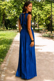 Dazzling Brocade Maxi Dress with Back Tie and Slit