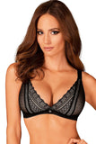 Elegant Black Triangle Cup Bra with Chic Embellishments