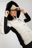 Quilted Down Jacket with Detachable Hood and Pockets