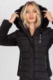 Quilted Down Jacket with Zipper and Detachable Hood