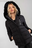 Quilted Down Jacket with Zipper and Detachable Hood