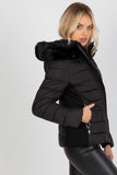 Quilted Down Jacket with Zipper and Detachable Hood