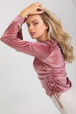 Adjustable Short Velour Blouse with Long Sleeves