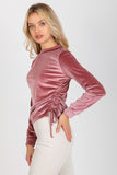 Adjustable Short Velour Blouse with Long Sleeves