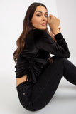 Adjustable Short Velour Blouse with Long Sleeves