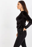 Adjustable Short Velour Blouse with Long Sleeves