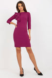 Elegant Fitted Cocktail Dress with 3/4 Sleeves and Frill