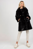 Elegant Buttoned Long Sleeve Fur Coat with Pockets