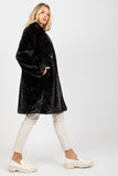 Elegant Buttoned Long Sleeve Fur Coat with Pockets