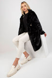 Elegant Buttoned Long Sleeve Fur Coat with Pockets