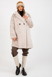 Lined Buttoned Fur Coat with Long Sleeves and Pockets