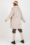 Lined Buttoned Fur Coat with Long Sleeves and Pockets