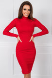 Chic fitted dress with long sleeves and turtleneck for any occasion.