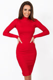 Chic fitted dress with long sleeves and turtleneck for any occasion.