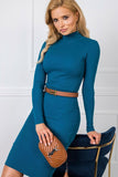 Chic fitted turtleneck dress with long sleeves for any occasion.