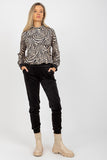 Animal Print Velour Sweatshirt & Pants Set with Pockets