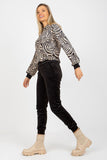 Animal Print Velour Sweatshirt & Pants Set with Pockets