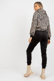 Animal Print Velour Sweatshirt & Pants Set with Pockets
