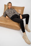 Animal Print Velour Sweatshirt & Pants Set with Pockets