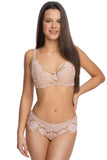 Elegant Pink Lace Semi-Padded Lingerie with Unique Design