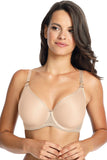 Seamless Beige Bra with Tulip-Shaped Cleavage Design