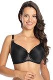 Seamless Black Bra with Tulip Neckline Design