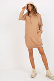 Cozy Hooded Sweat Dress with Long Sleeves and Pockets