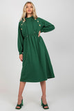 Hooded Sweatshirt Dress with Waist Elastic and Buttons