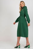 Hooded Sweatshirt Dress with Waist Elastic and Buttons