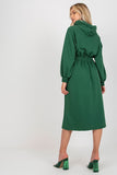 Hooded Sweatshirt Dress with Waist Elastic and Buttons