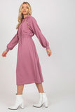 Hooded Sweatshirt Dress with Waist Elastic & Buttons