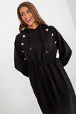 Casual Hooded Tracksuit Dress with Decorative Buttons